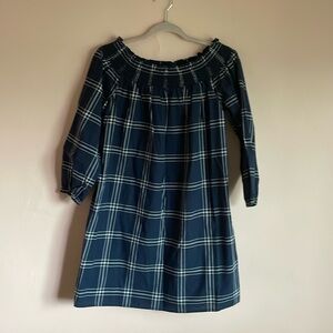 Plaid off the shoulder dress